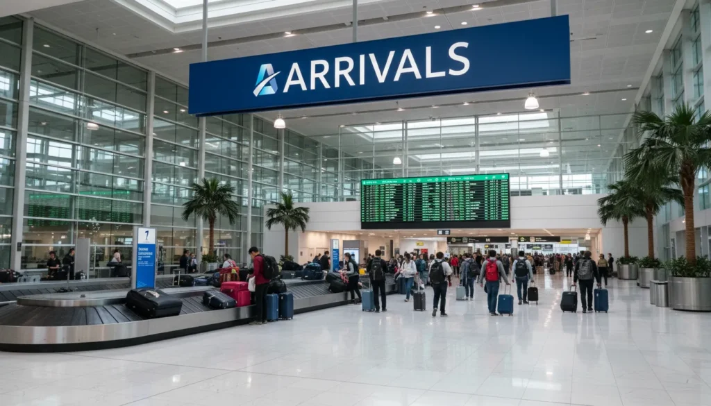 Passengers walking from Air Transat gate at Terminal 3 to baggage claim and customs area on Level 1 at Toronto Pearson Airport