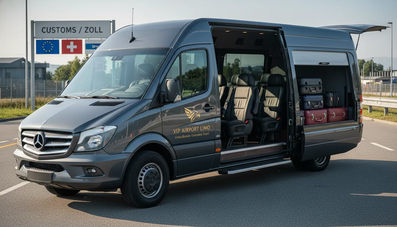 Luxury black Mercedes Sprinter van for corporate group transport and large families traveling to Buffalo Airport from Ontario.
