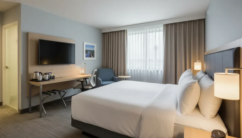 For layovers of 8 hours or more, a nearby hotel gives you proper rest before your connecting flight — far better than sleeping in the terminal.