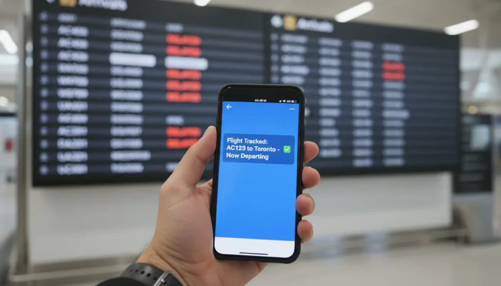 Toronto Pearson Airport arrivals board showing flight delays and car rental impact.